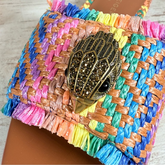 Kurt Geiger Kensington Eagle Casual Flat Raffia Slide Sandals EU 39 Rainbow New - Picture 9 of 14